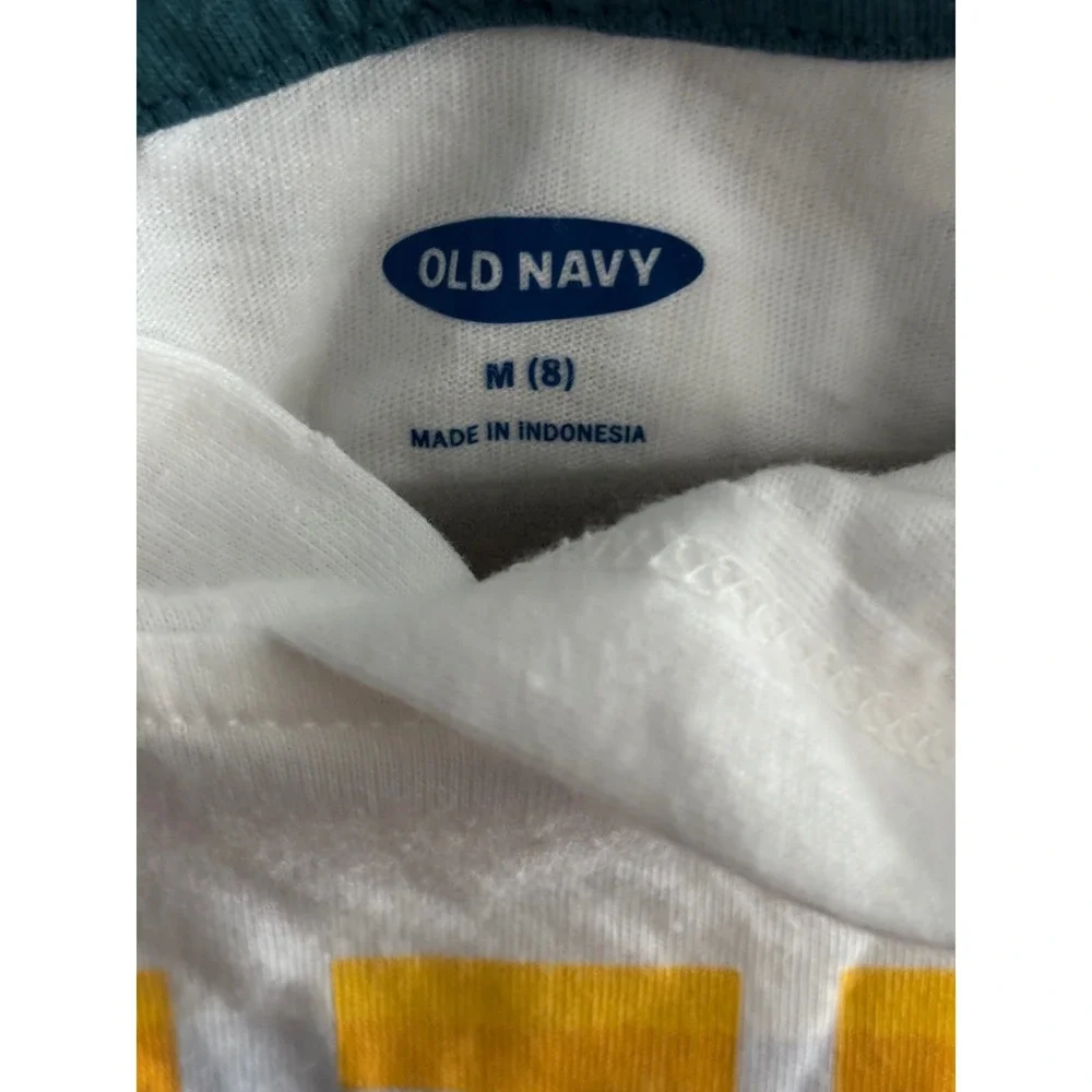 Old Navy Kids White Chill Vibes Ahead Graphic Hooded Long Sleeve Tee Shirt M 8